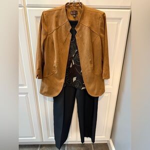 R&K Originals Size 12 Women's 3 Piece Pantsuit Outfit Blazer,Tank,Slacks Brown